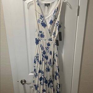 Lulu's White and Blue Floral Maxi Dress